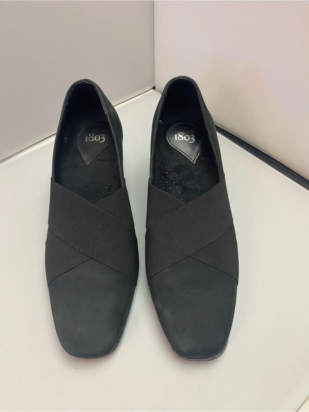 Women’s Black Wedge Slip-On Shoes suede Sz 37